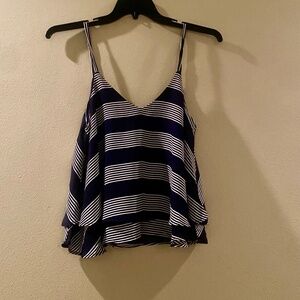 Lucy Paris Blue Striped Nautical Flowy Feminine Tank Top